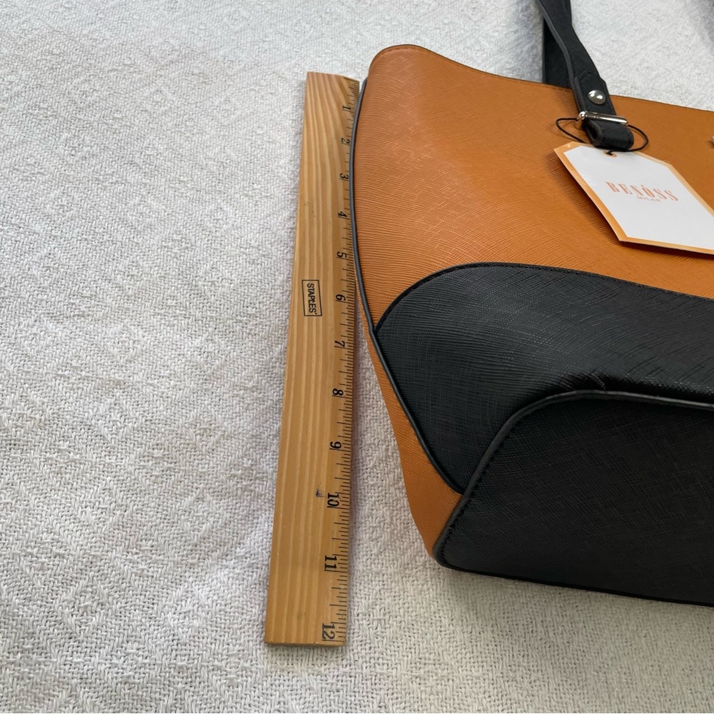 Benoss Two-Tone Caramel and Black Tote Bag - Picture 4 of 10